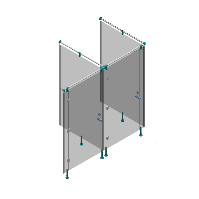 Kabina podwójna narożna na rurze